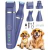 imageoneisall 4in1 Cordless Dog Grooming Kit with 2Speed Clippers Low Noise Paw Trimmer ampamp Rechargeable Quiet Nail Grinder for Dogs and Cats WhiteBlue