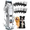 imageoneisall Dog Clippers for Grooming for Thick Heavy CoatsLow Noise Rechargeable Cordless Pet Shaver with Stainless Steel BladeWaterproof Dog Shaver for Dogs Pets and Animals SliverA Stainless Steel
