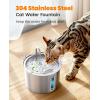 imageoneisall 2L Stainless Steel Cat Water Fountain with Snap AntiSpill Cats Water Fountains with Quiet PumpContinuous Fresh Water SupplyPet Water Fountain for Single Kitty ampamp Small PetsPWF 001 2L Fountain  3 Filter  3 Sponge