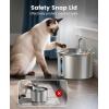 imageoneisall 2L Stainless Steel Cat Water Fountain with Snap AntiSpill Cats Water Fountains with Quiet PumpContinuous Fresh Water SupplyPet Water Fountain for Single Kitty ampamp Small Pets2L Fountain with Snap  3 Filter  3 Sponge