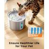 imageoneisall 2L Stainless Steel Cat Water Fountain with Snap AntiSpill Cats Water Fountains with Quiet PumpContinuous Fresh Water SupplyPet Water Fountain for Single Kitty ampamp Small Pets4 Filter  4 Sponge