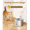 imageoneisall Stainless Steel Cat Water Fountain 2L Water Fountains for Cats Indoor Dishwasher Safe with Quiet Pump and 3 Replacement Filters Automatic Pet Water Fountain Faucet Spout Design