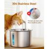 imageoneisall Stainless Steel Cat Water Fountain 2L Water Fountains for Cats Indoor Dishwasher Safe with Quiet Pump and 3 Replacement Filters Automatic Pet Water Fountain Faucet Spout Design