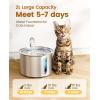 imageoneisall Stainless Steel Cat Water Fountain 2L Water Fountains for Cats Indoor Dishwasher Safe with Quiet Pump and 3 Replacement Filters Automatic Pet Water Fountain Faucet Spout Design