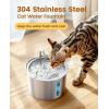 imageoneisall Stainless Steel Cat Water Fountain 2L Water Fountains for Cats Indoor Dishwasher Safe with Quiet Pump and 3 Replacement Filters Automatic Pet Water Fountain Faucet Spout Design