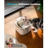 imageoneisall Wireless Cat Water Fountain 35L118oz Battery Operated Pet Drinking Fountain Stainless Steel Running Water Dispenser Fountains for Cats Cordless ampamp Rechargeable with Motion SensorPW04 White Fountain 3 Sets Filters