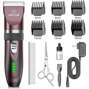 imageoneisall Dog Clippers Low Noise 2Speed Quiet Dog Grooming Kit Rechargeable Cordless Pet Hair Clipper Trimmer Shaver for Small and Large Dogs Cats Animals GoldDark Plum