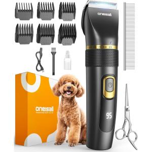 imageoneisall Dog Clippers Low Noise Pro Dog Grooming Clippers Kit with Rechargeable Cordless Shaver Trimmer for Dogs Cats IPX7 Waterproof Pet Clippers Grooming at Home