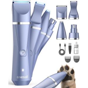 imageoneisall Dog Paw Trimmer 4 in 1 Low Noise Dog Clippers for Grooming Cordless Dogs Grooming Kit Nail Grinder IPX7 Waterproof Puppy Shaver for Petss Paws Eyes Ears Face RumpPurple