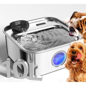 imageoneisall Dog Water Fountain for Large Dogs 10L26Gal Dog Fountain Water Bowl with MultiFiltration ampamp Deeper Drinking Aera Large pet Water Fountain with Water Window ampamp LED UltraQuiet10L Dog Fountain6 Sets Filters
