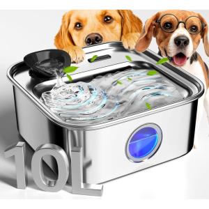 imageoneisall Dog Water Fountain for Large Dogs 10L26Gal Dog Fountain Water Bowl with MultiFiltration ampamp Deeper Drinking Aera Large pet Water Fountain with Water Window ampamp LED UltraQuiet10L Dog Fountain2 Sets Filters
