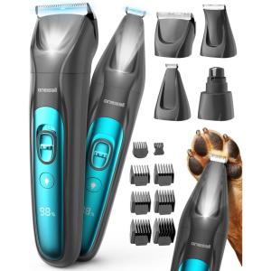 imageoneisall LED Light Dog Clippers for Grooming Cordless Dog Grooming Kit 4 in 1 2000mAh Dog Grooming Clippers Paw Trimmer Nail Grinder for Paw Nail Face Ears Legs BodyStandard