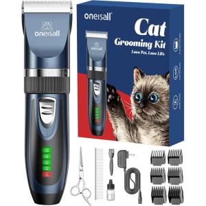 imageoneisall Quiet Cat Clippers for Matted ampamp Long Hair 2Speed Cordless Pet Shaver Grooming Kit for Cats Small Dogs ampamp Animals BlueBlue